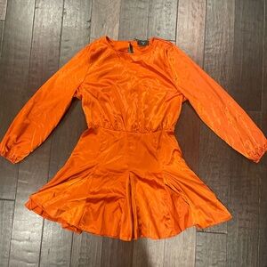 AX Paris rust dress with long sleeves frill skirt. Size 14. Brand New with tag